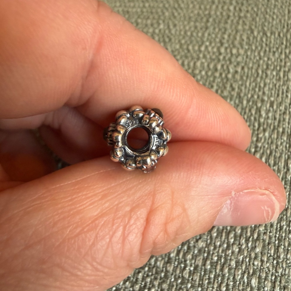 Pandora Sterling Silver Floral Charm with Center Gem - 925 Sterling Silver - Picture 4 of 7